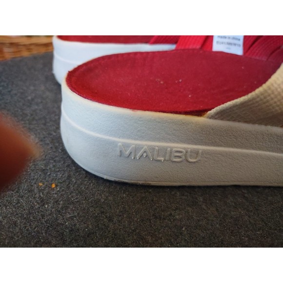 Malibu red and white woven semi platform slides - Picture 3 of 4